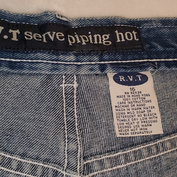 R.V.T. serve piping hot Vintage Y2K Patchwork Jeans, Women's Size 16 - Picture 5 of 7